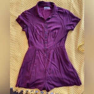 Urban outfitters maroon houndstooth romper